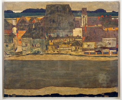 Häuser am Fluss II -Hus vid floden II ... av Egon Schiele