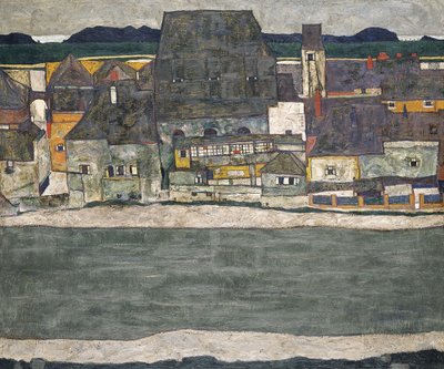 Hus vid floden Gamla stan, 1914 av Egon Schiele