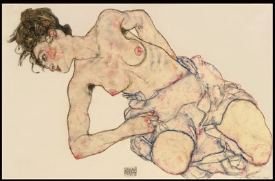 Kneider halvnaken kvinna, 1917 av Egon Schiele