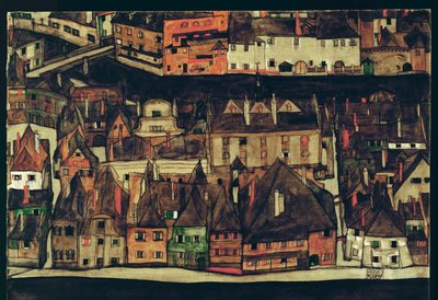 Krumau, Tjeckien (målning på duk) av Egon Schiele