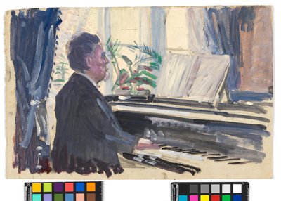 Leopold Czihaczek vid pianot (skiss) av Egon Schiele