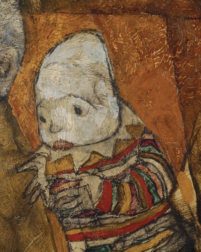Mor med två barn (olja på duk) av Egon Schiele