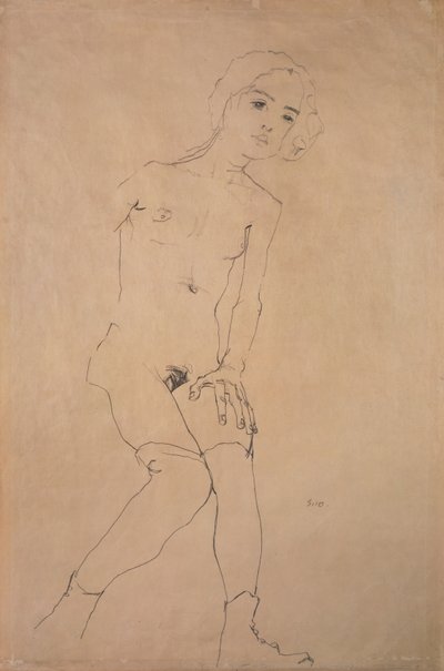 Naken, 1910 av Egon Schiele