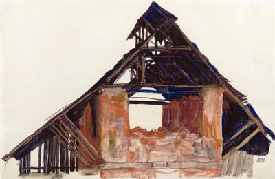 Old Gable (vieux gavel) - Schiele, Egon (1890-1918) - 1913 - Gouache på papper - 32x48,6 - Leopold Museum, Wien av Egon Schiele