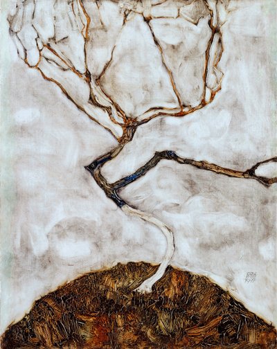 Litet träd på senhösten - Målning av Egon Schiele (1890-1918) olja på duk (42x33,5 cm) av Egon Schiele