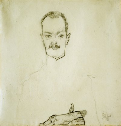 Porträtt av Arthur Roessler, 1910 av Egon Schiele