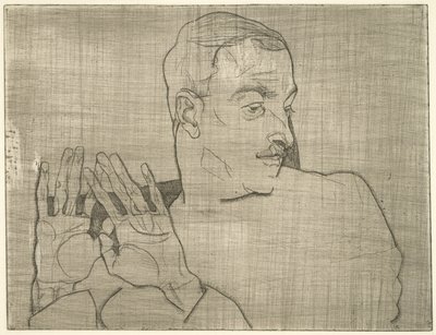 Porträtt av Arthur Roessler, 1914 (torrnål) av Egon Schiele
