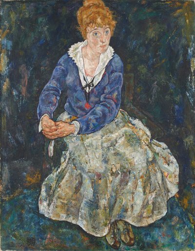 Porträtt av Edith Schiele, konstnärens hustru, 1918. av Egon Schiele