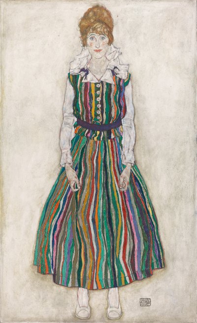 Porträtt av Edith Schiele, konstnärens fru av Egon Schiele
