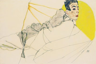 Liggande pojke Erich Lederer, 1913 av Egon Schiele