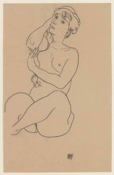 Liggande naken, 1917 av Egon Schiele