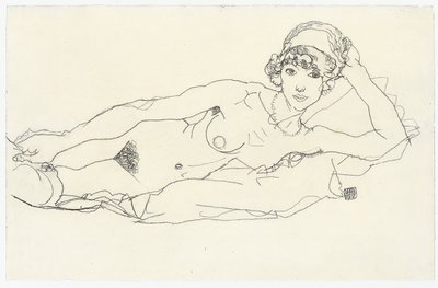 Liggande naken; Liggande naken, 1914 av Egon Schiele