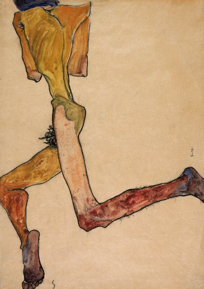 Liggande naken man, 1910 av Egon Schiele