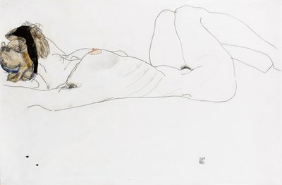 Liggande kvinnlig naken, 1912 av Egon Schiele