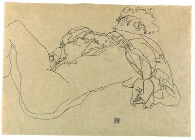 Liggande kvinnlig naken, 1914 av Egon Schiele