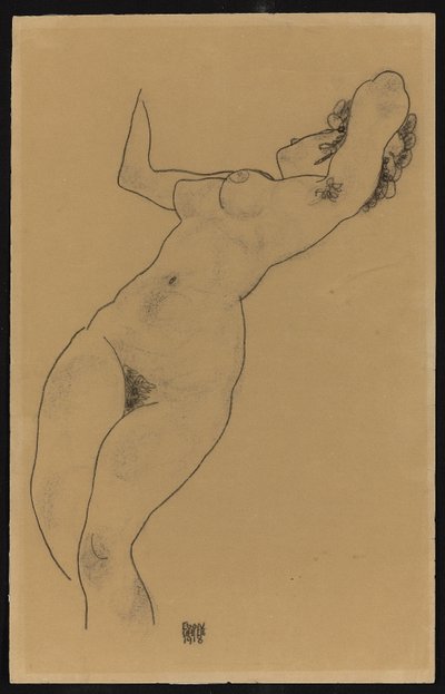 Liggande naken, 1918 av Egon Schiele