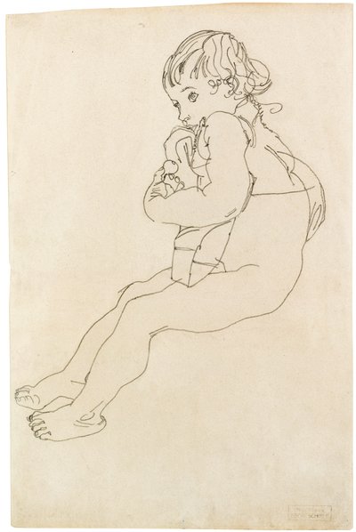 Sittande barn, 1916 av Egon Schiele