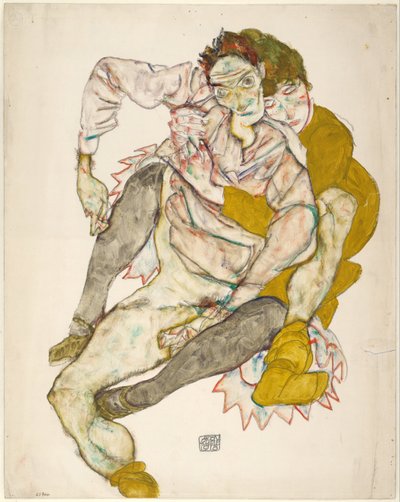 Sittande par, 1915 av Egon Schiele