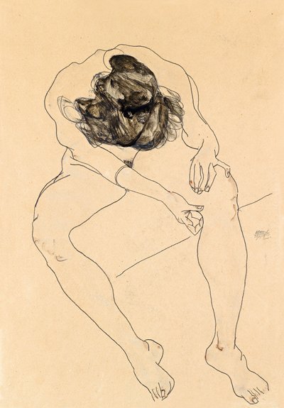 Sittande kvinnlig naken, 1912 av Egon Schiele