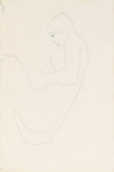 Sittande naken, 1912 av Egon Schiele