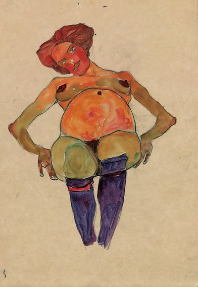 Sittande gravid kvinna av Egon Schiele