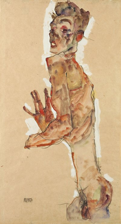 Självporträtt med utspridda fingrar, 1911 av Egon Schiele