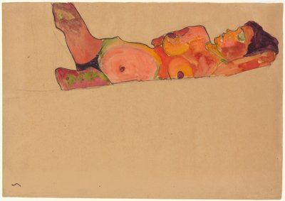 sovande flicka; Liggande sovande flicka, 1910 av Egon Schiele