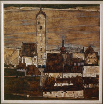 Stadt Stein II (målning på duk) av Egon Schiele