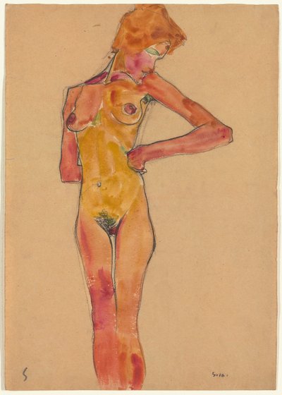 Stående Kvinna Naken av Egon Schiele