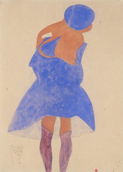 Stående flicka, bakifrån, 1908. av Egon Schiele