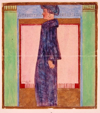 Stående kvinna (akvarell på papper) av Egon Schiele