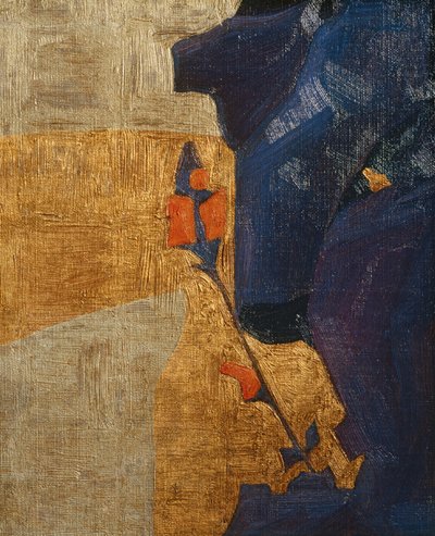 Stiliserad blomma mot en dekorativ bakgrund ... (brons) av Egon Schiele