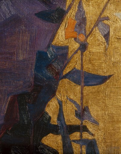 Stiliserad blomma mot en dekorativ bakgrund ... (brons) av Egon Schiele