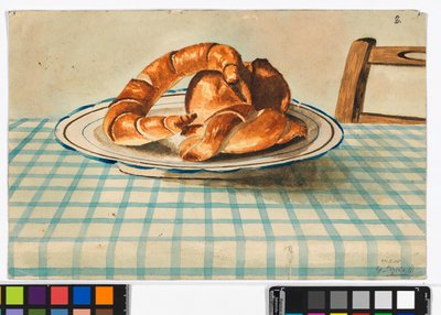 Stillleben mit Gebäck av Egon Schiele