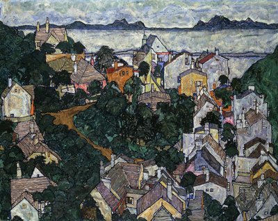 Sommarlandskap; Sommerlandschaft, 1917 av Egon Schiele