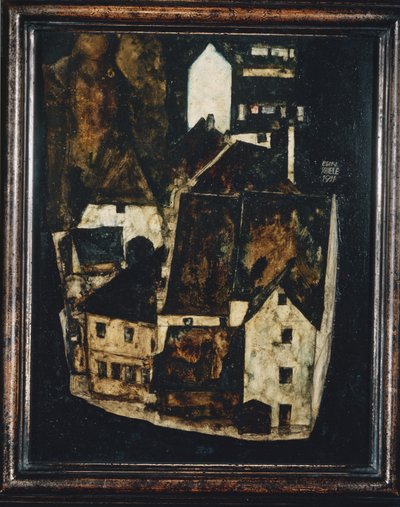 Tote Stadt III - Död stad III ... (olja och akvarell på trä) av Egon Schiele