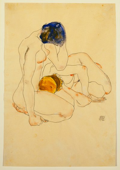 Två vänner, 1912 av Egon Schiele
