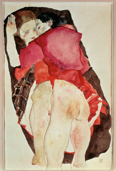Two Girls (gouache, akvarell och blyerts) av Egon Schiele