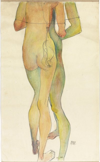 Två stående nakenbilder av Egon Schiele