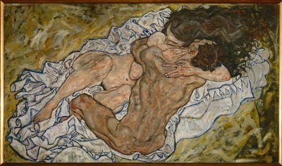 Umarmung (olja på duk) av Egon Schiele