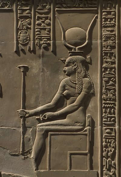 Detalj av en relief, Hathor-stenen av Egyptian