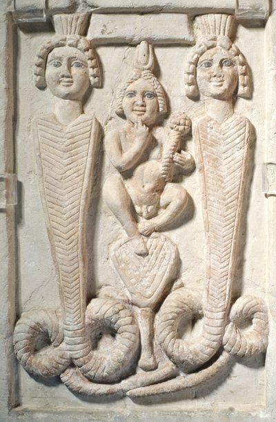 Harpokrates på Lotus, koptisk (kalksten) av Egyptian