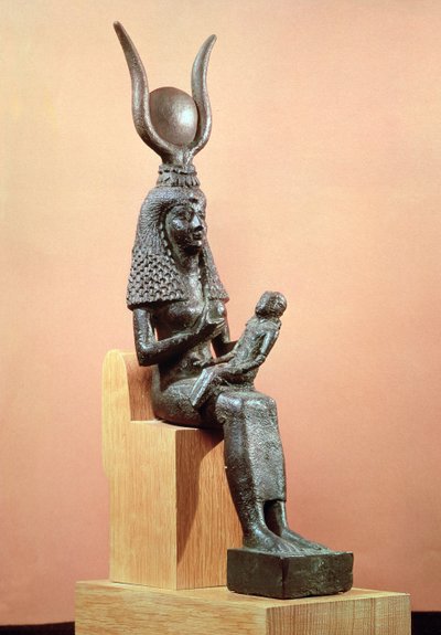 Isis diar spädbarnet Horus (brons) av Egyptian