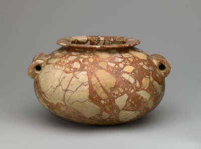 Burk med rörformade handtag, ca 3600-3000 f.Kr. (breccia) av Egyptian