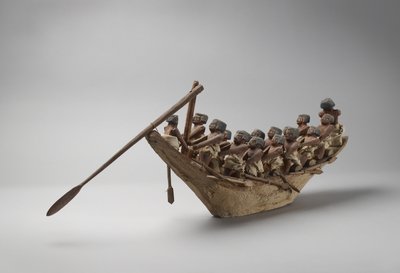 Modell av begravningsbåt, från Beni Hasan, troligen Middle Kingdom, ca 2060-1786 (blandade media) av Egyptian