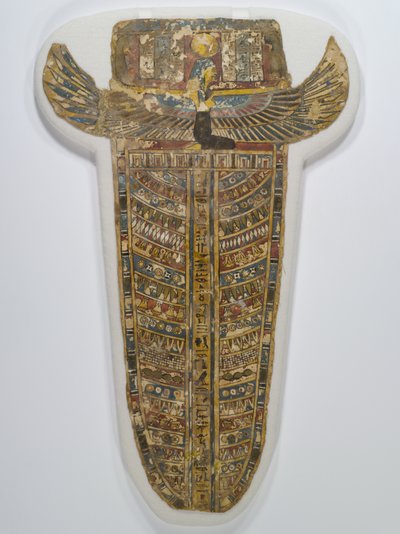 Målat mumieöverdrag (förkläde), 305-30 f.Kr. (linne, gesso, färg och förgyllning) av Egyptian