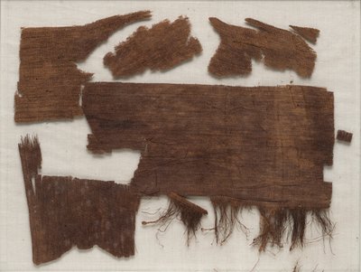 Fragment av egyptiska mumieförpackningar hittades i kistan i Senbi, Mellersta kungariket, ca 1918-1859 f.Kr. av Egyptian 12th Dynasty