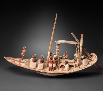 Modellsegelbåt som transporterar en mumie, ca 1900–1885 f.Kr. (trä, färg) av Egyptian 12th Dynasty