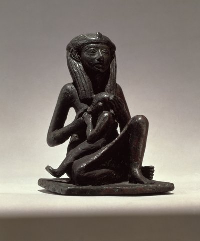 Prinsessan som ammar ett barn, möjligen från Edfu, andra mellanperioden (koppar) av Egyptian 13th Dynasty