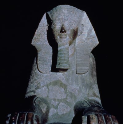 En sfinx av drottning Hatshepsut, från Hatshepsuts dödstempel, Nya riket (granit) av Egyptian 18th Dynasty